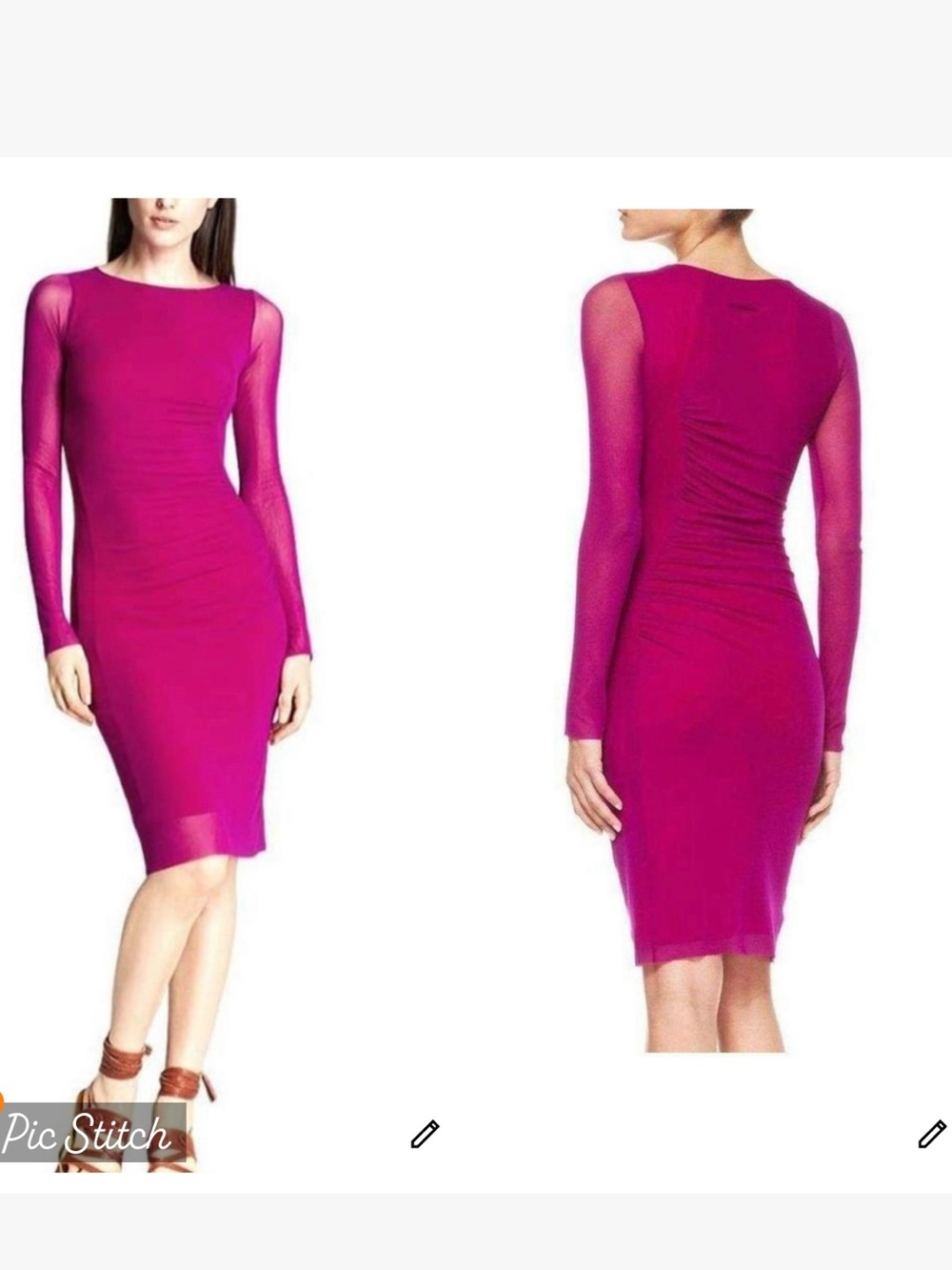 Jean Paul Gaultier Soleil Long Sleeve Ruched Waist Mesh Tulle Dress